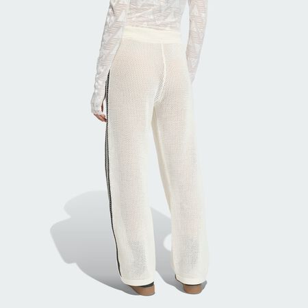 ADIDAS ORIGINALS KNITTED CROCHET FIREBIRD TRACK PANTS Off White WOMEN