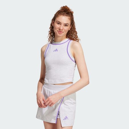 ADIDAS SPORTSWEAR Essentials Color-Pop Cotton Crop Tank Top Light Grey Heather WOMEN