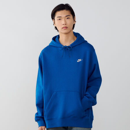 NIKE HOODIE CLUB SMALL LOGO BLEU/BLANC HOMME