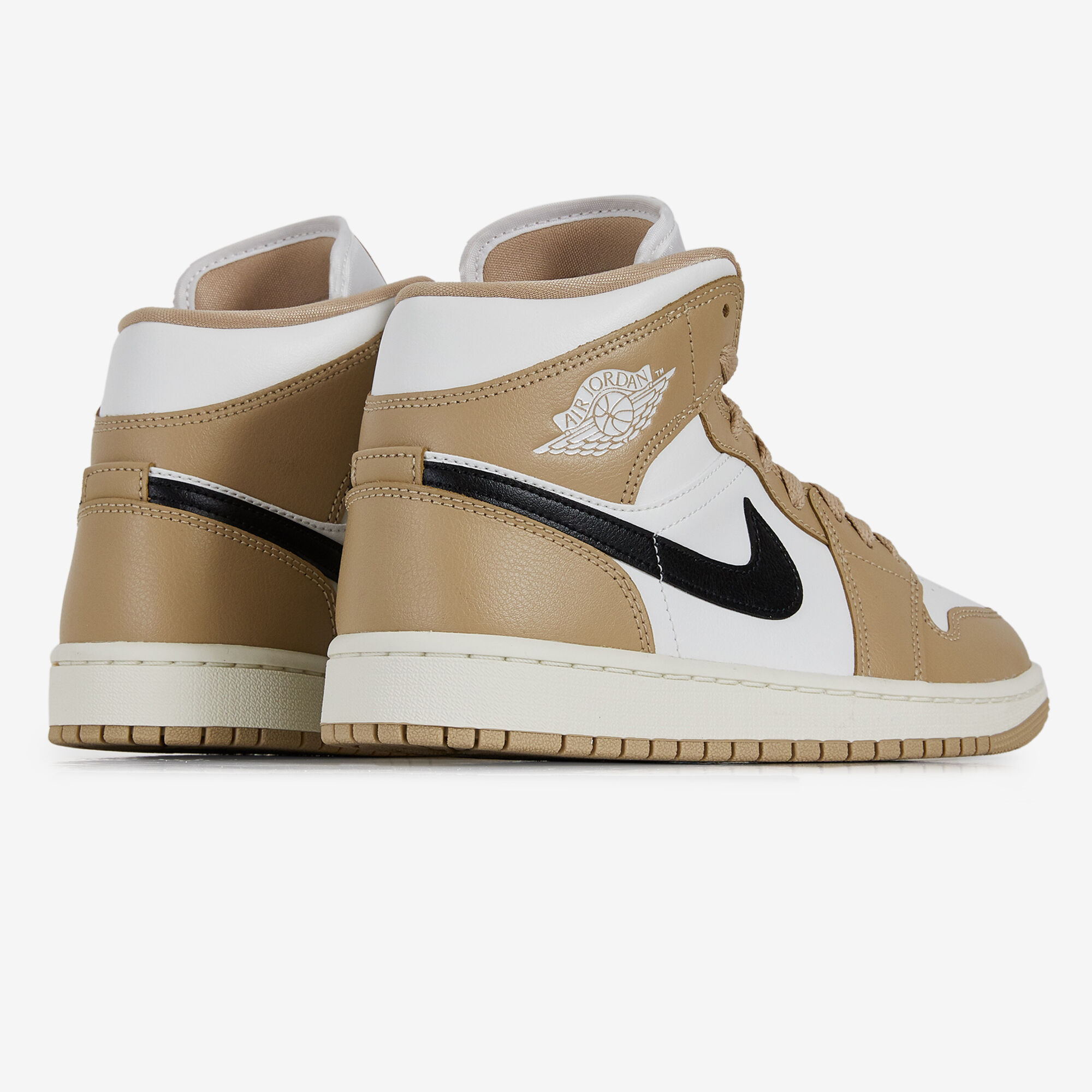 JORDAN AIR JORDAN 1 MID TAN BLACK WHITE BEIGE SNEAKERS WOMEN