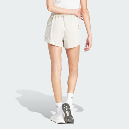 ADIDAS SPORTSWEAR Essentials Small Logo French Terry Cargo Shorts Beige / White WOMEN