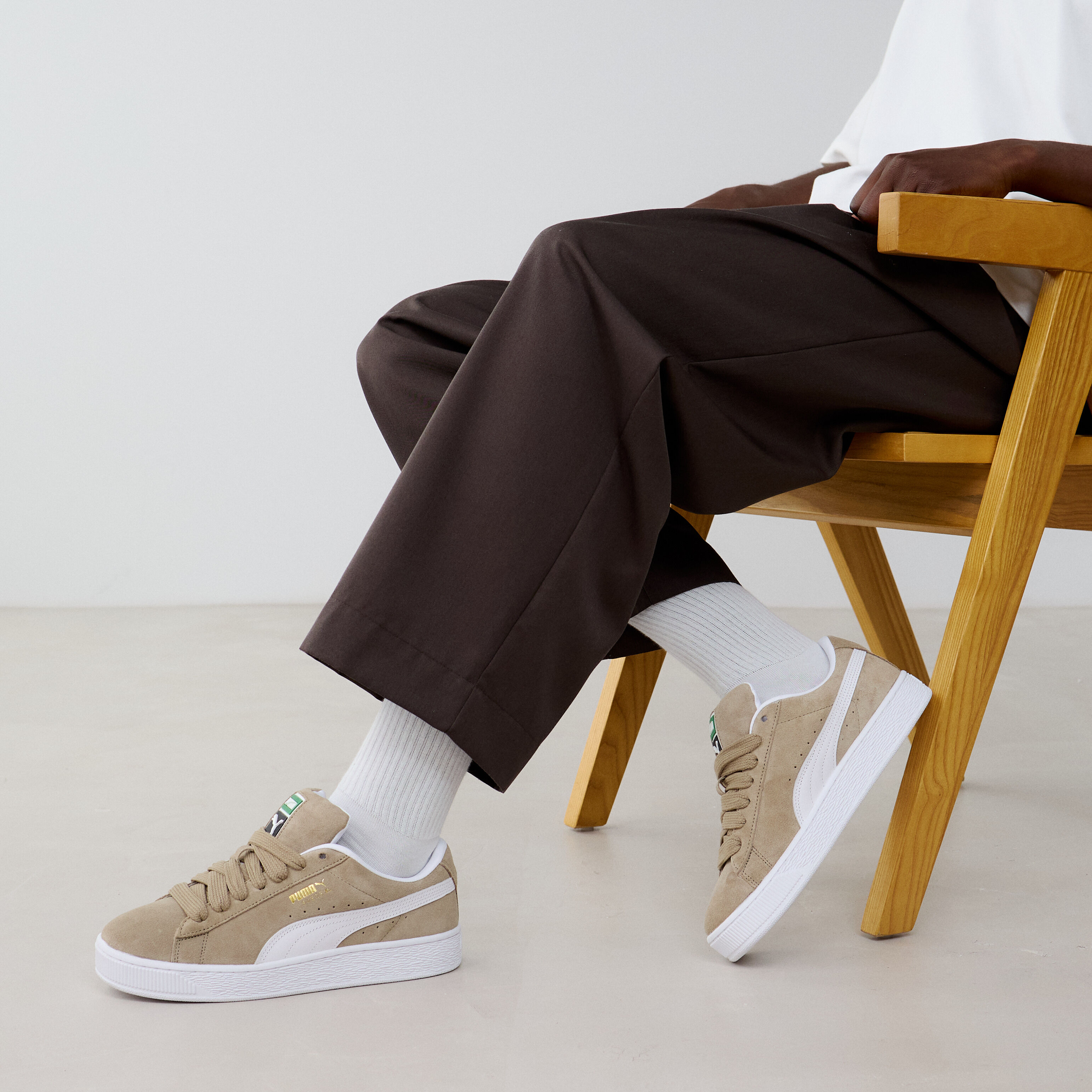 PUMA SUEDE XL SNEAKERS HOMME BEIGE BLANC LACETS Courir
