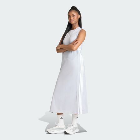 ADIDAS SPORTSWEAR Essentials 3-Stripes Long Racerback Dress Halo Silver / White WOMEN