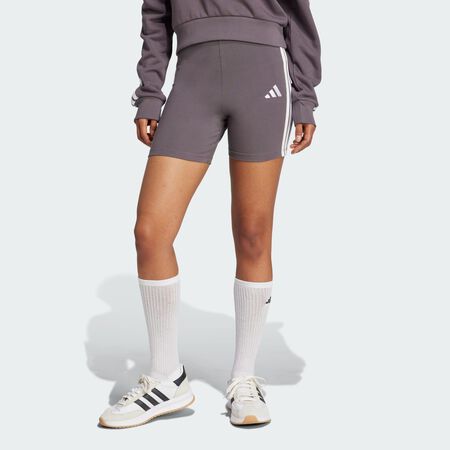 ADIDAS SPORTSWEAR Essentials 3-Stripes High Waisted Biker Shorts Grey Strata / White WOMEN