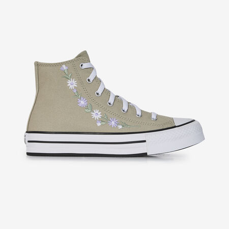 CONVERSE CHUCK TAYLOR ALL STAR EVA LIFT HI FLORAL KHAKI/WHITE JUNIOR