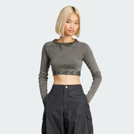 ADIDAS ORIGINALS Crop top manches longues bords-côtes Black FEMME