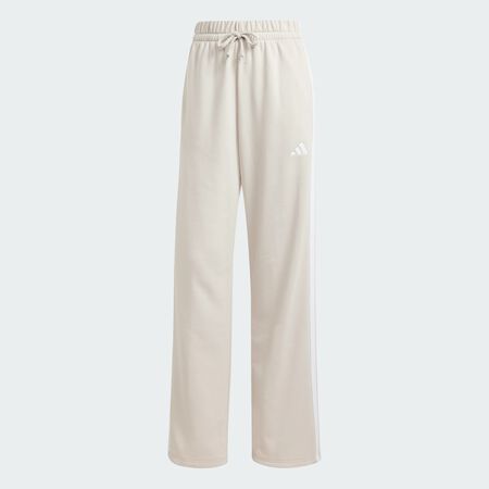 ADIDAS SPORTSWEAR Essentials 3-Stripes Open Hem French Terry Pants Beige / White WOMEN