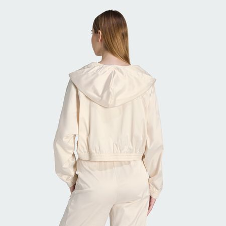 ADIDAS ORIGINALS SWEAT-SHIRT &Agrave; CAPUCHE ZIPP&Eacute; PEARL CROPPED Wonder White FEMME