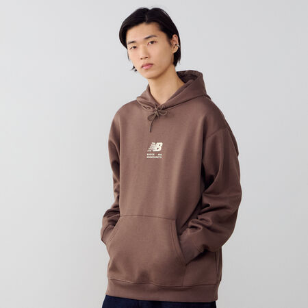 NEW BALANCE HOODIE BOSTON LOGO MARRON/BEIGE HOMME