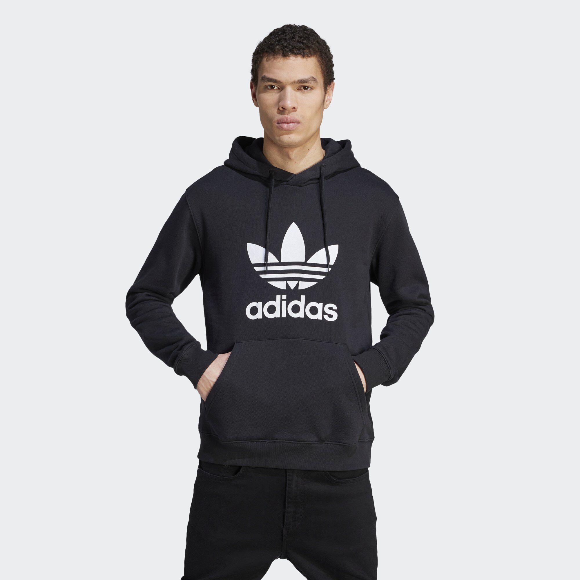 ADIDAS ORIGINALS ADICOLOR CLASSICS TREFOIL HOODIE Black White