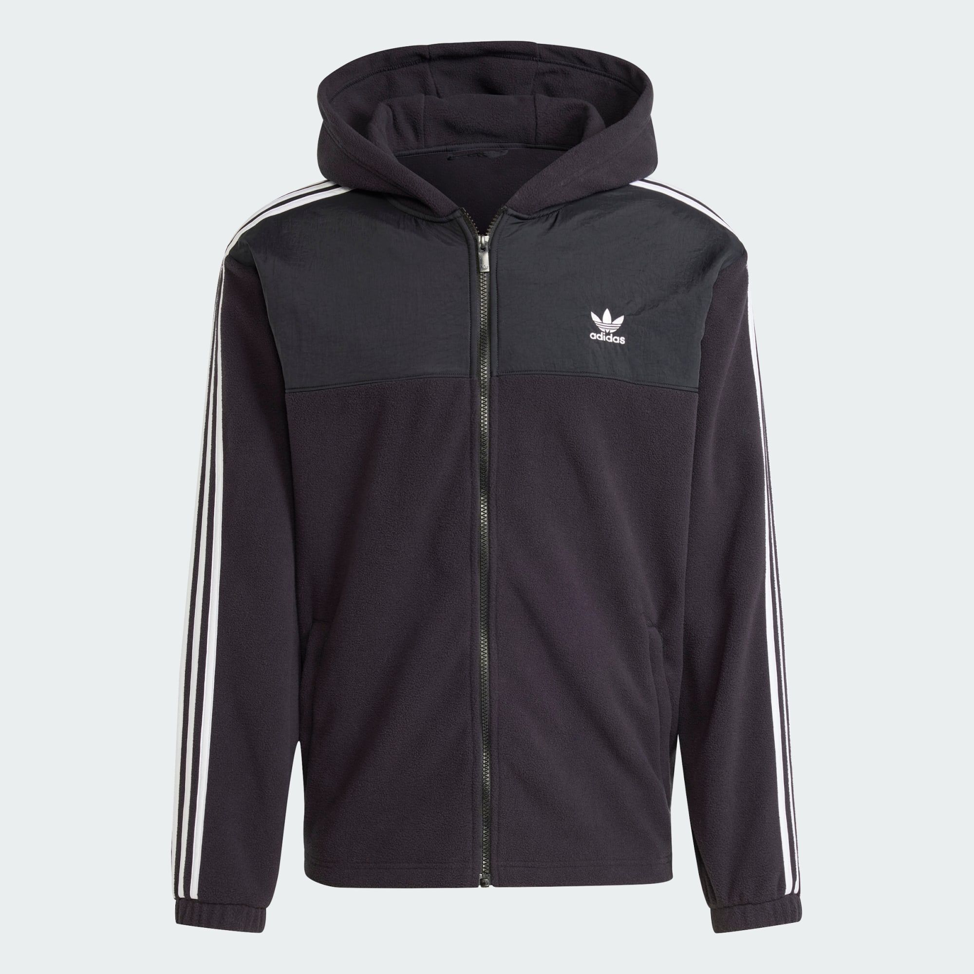 ADIDAS ORIGINALS JACKET FZ POLAR FLEECE NOIR BLANC SWEAT HOMME Courir