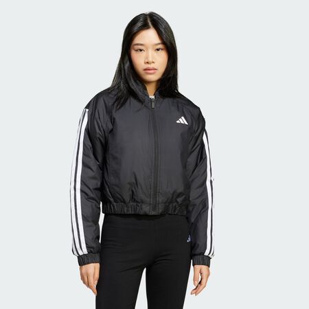 ADIDAS SPORTSWEAR Essentials 3-Stripes Insulated Crop Bomber Jacket Black WOMEN