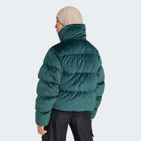 ADIDAS ORIGINALS Regen Velvet Down Puffer Jacket Mineral Green WOMEN