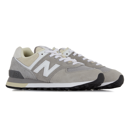 NEW BALANCE 574 PREMIUM GRIS BLANC SNEAKERS FEMME LACETS Courir