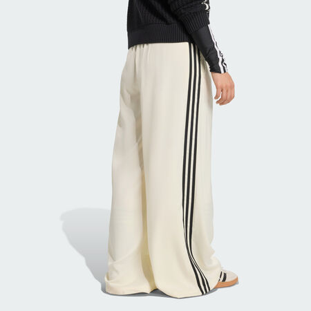 ADIDAS ORIGINALS Adicolor Satin Wide Leg Track Pants Cream White / Black WOMEN