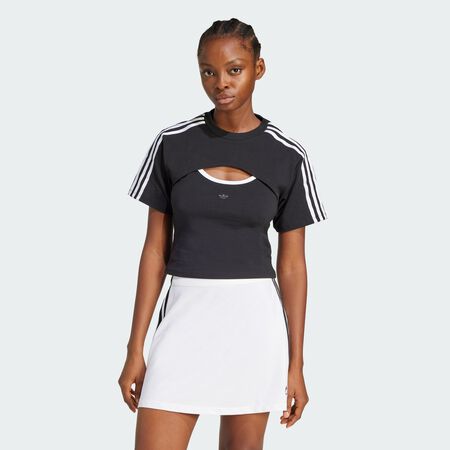 ADIDAS ORIGINALS T-shirt ajouré Cali Black / White FEMME