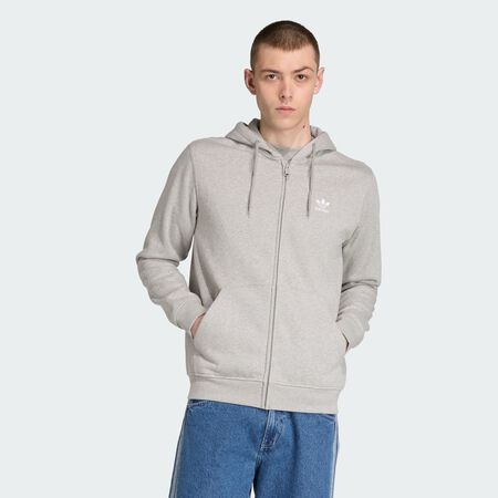 ADIDAS ORIGINALS Veste à capuche entièrement zippée Trèfle Essentials Medium Grey Heather / White HOMME