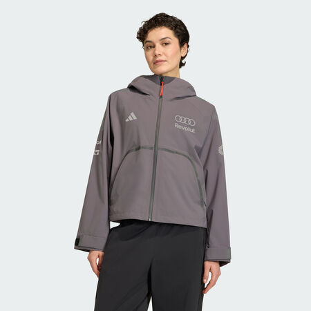 ADIDAS PERFORMANCE AUDI REVOLUT F1 TEAM ENGINEERS & MARKETING RAIN JACKET Grey Strata WOMEN