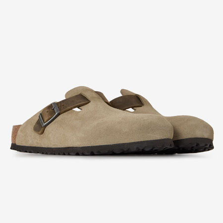 BIRKENSTOCK BOSTON MIX LEATHER FADED KAKI KAKI HOMME