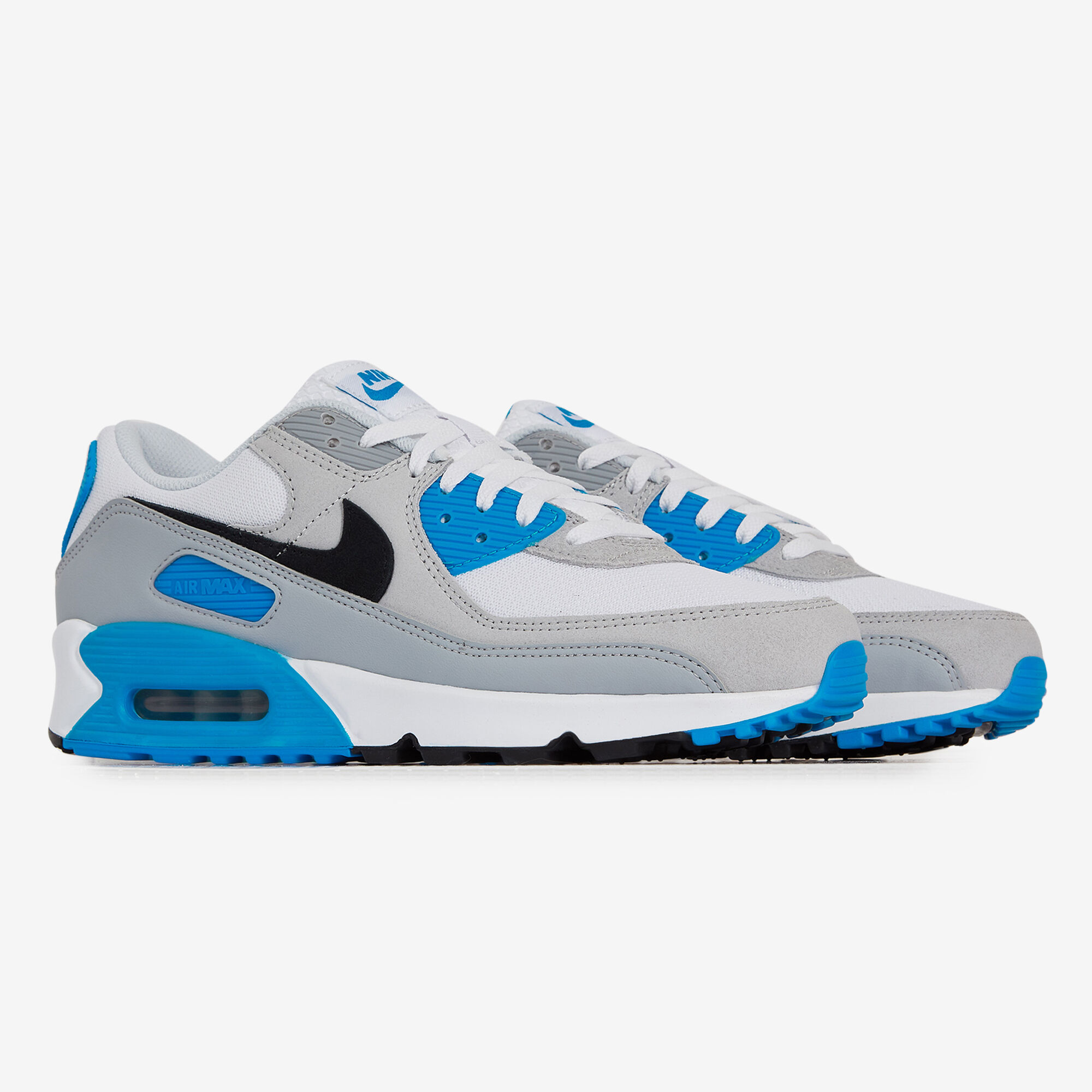 NIKE AIR MAX 90 SNEAKERS HOMME BLANC BLEU LACETS Courir