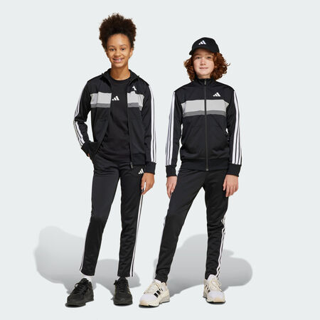 ADIDAS SPORTSWEAR Survêtement maille 3 bandes Seasonal Essentials Tiberio Enfants Black / White / Grey Two CADET