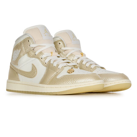 JORDAN AIR JORDAN 1 MID SHIMMER BLANC/OR FEMME