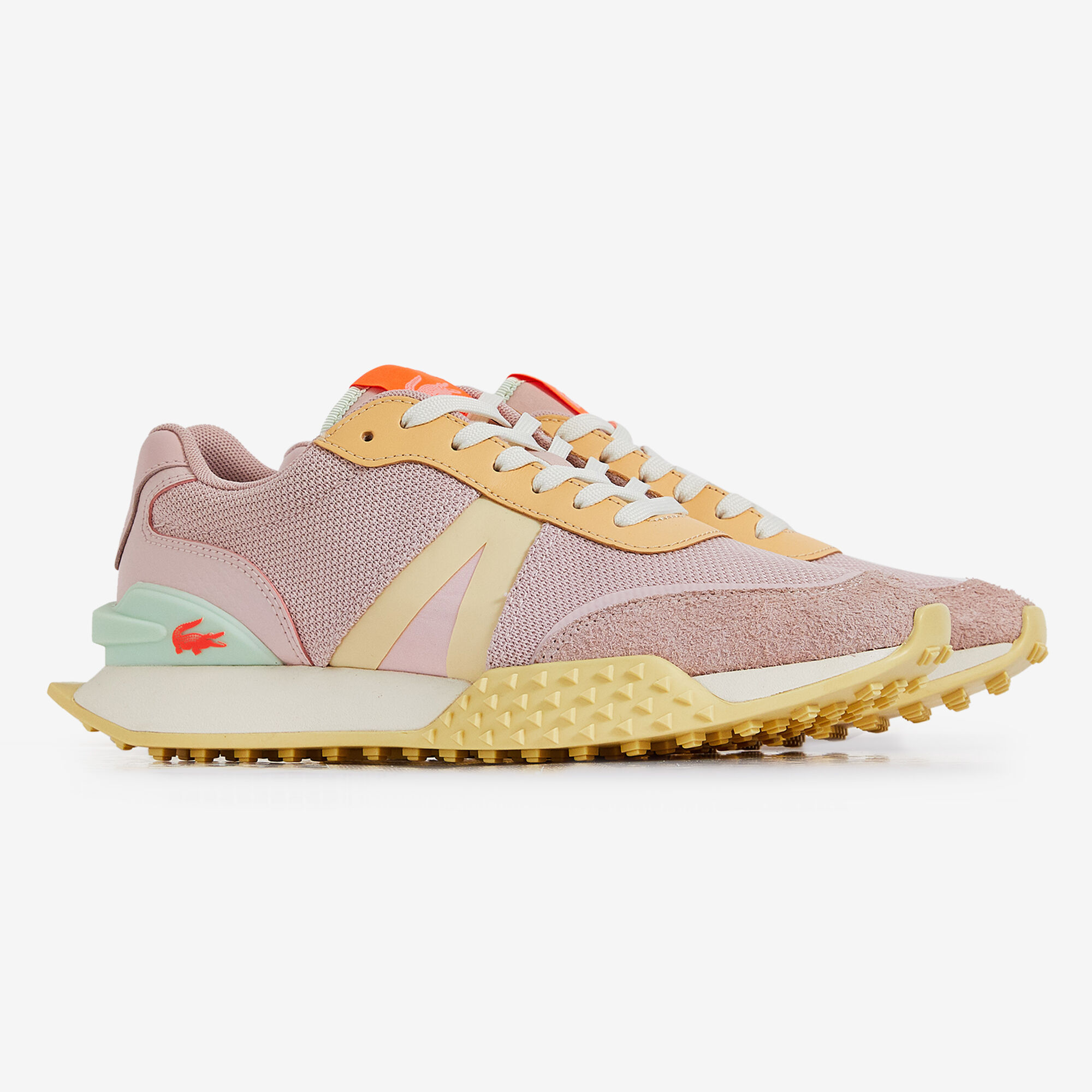 LACOSTE L SPIN DELUXE ROSE JAUNE SNEAKERS FEMME Courir