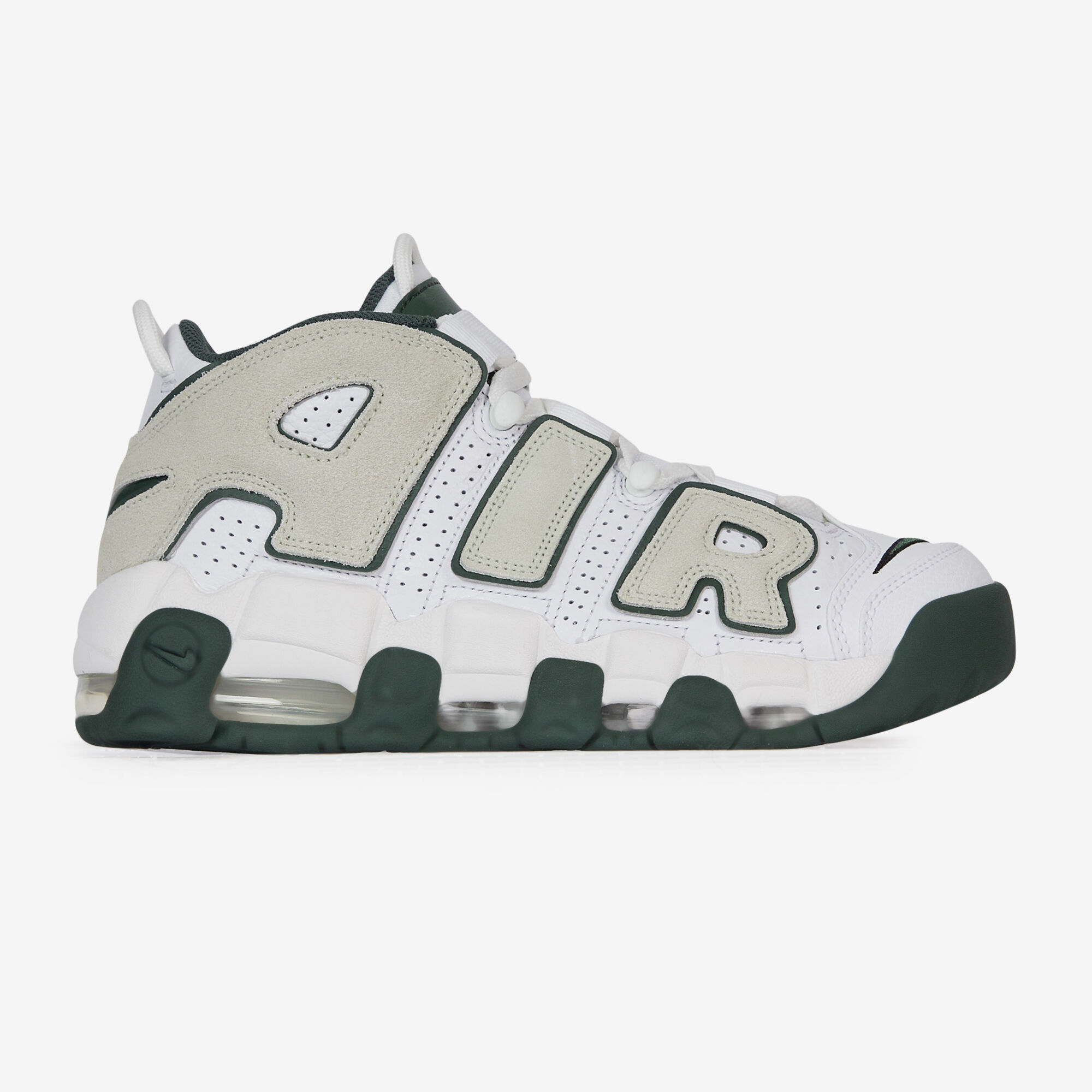 NIKE AIR MORE UPTEMPO 96 BLANC VERT SNEAKERS HOMME LACETS Courir