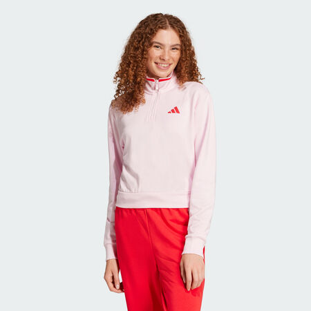 ADIDAS ORIGINALS Veste de survêtement courte molleton à quart de zip Essentials Color Pop Clear Pink FEMME