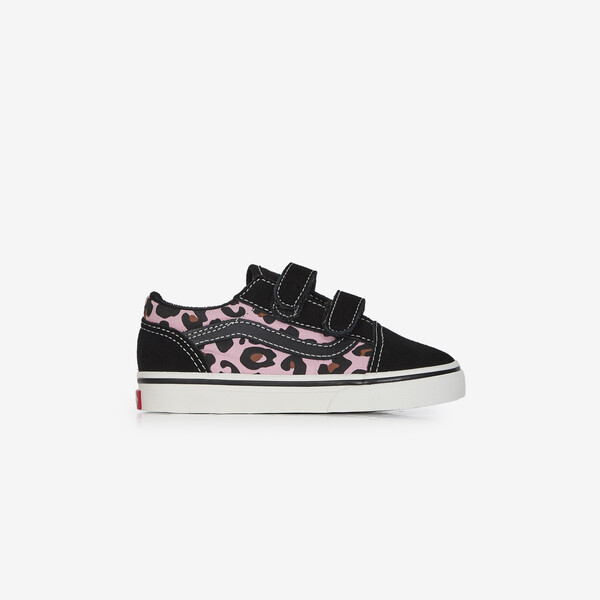 VANS OLD SKOOL V LEOPARD SNEAKERS ENFANT NOIR/ROSE SCRATCH