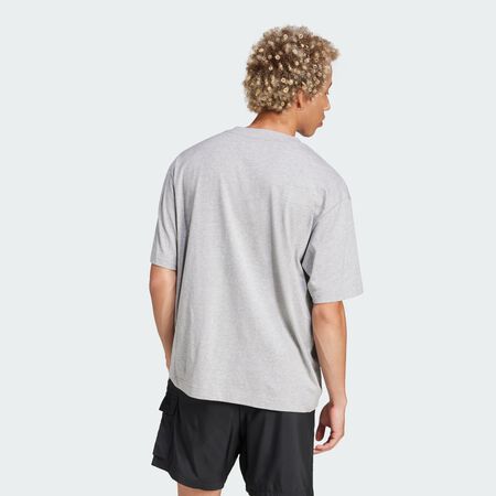 ADIDAS SPORTSWEAR Essentials Loose Fit 3 Bar Logo Tee Medium Grey Heather / Black MEN