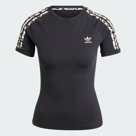 ADIDAS ORIGINALS Leopard 3-Stripes Tee Black WOMEN