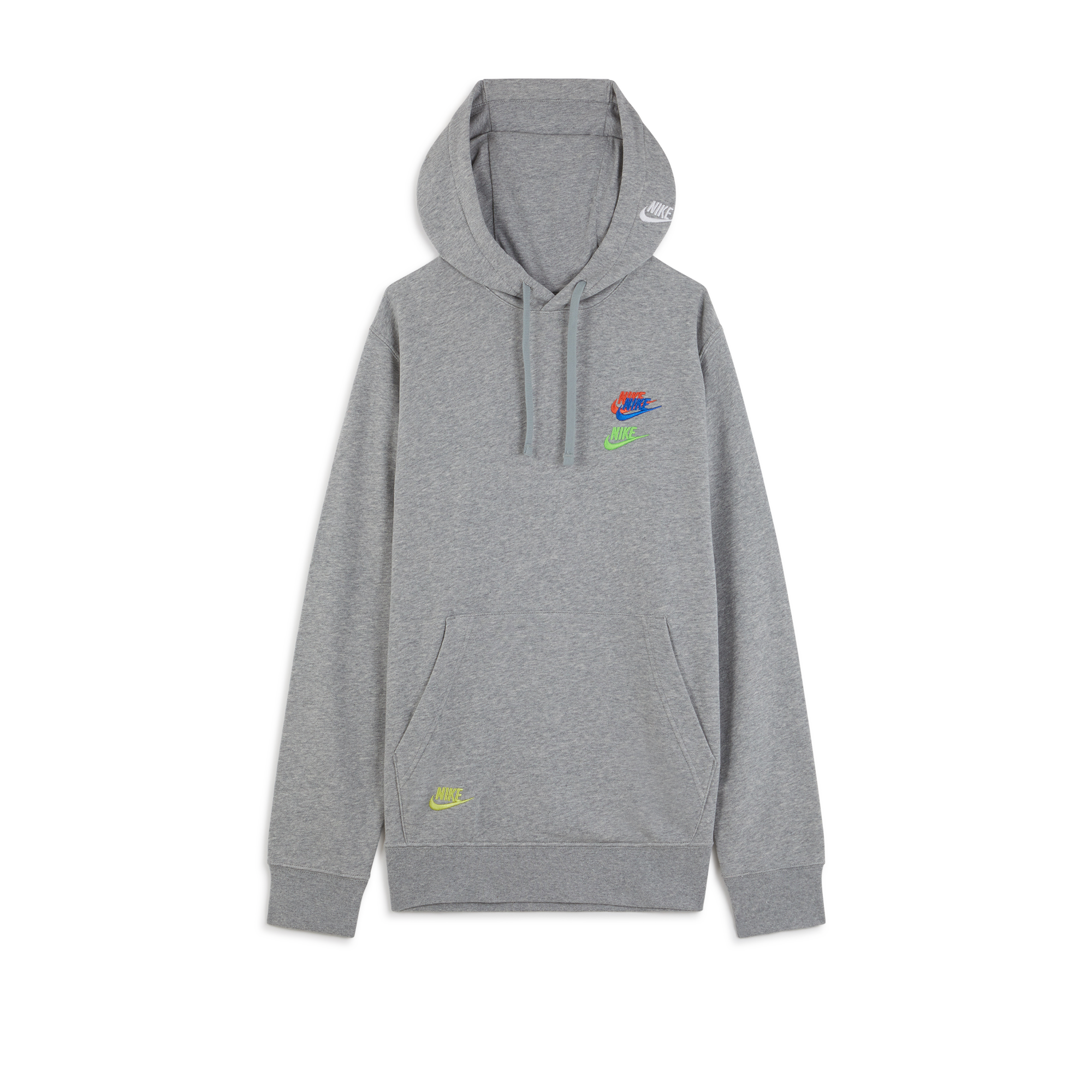 NIKE HOODIE FTA MULTI LOGO GREY SWEATSHIRTS MEN