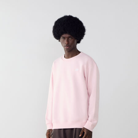 NEW BALANCE SWEAT CREW ESSENTIALS SMALL LOGO PINK/WHITE MEN