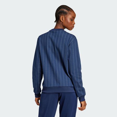 ADIDAS ORIGINALS Pinstripe Graphic Sweatshirt Night Indigo / Off White WOMEN