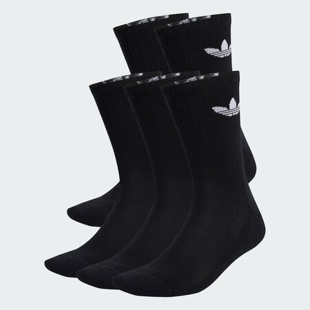 ADIDAS ORIGINALS Trefoil Cushion Crew Socks 6 Pairs Black UNISEX