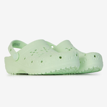 CROCS CLASSIC FLORAL CUT OUT CLOG GREEN WOMEN