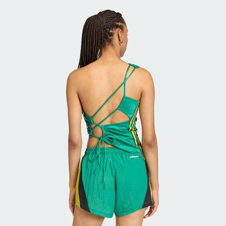 ADIDAS ORIGINALS ROUCHED ONE SHOULDER TOP Bold Green WOMEN
