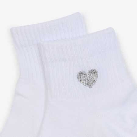COURIR PACK CHAUSSETTES QUARTER BRODERIE CŒUR X WHITE/BLACK UNISEX