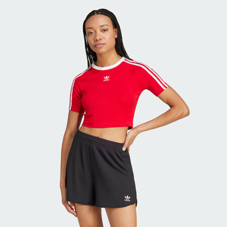 ADIDAS ORIGINALS 3-Stripes Baby Tee Better Scarlet / White WOMEN