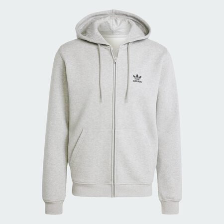 ADIDAS ORIGINALS Trefoil Essentials Full-Zip Hoodie Medium Grey Heather MEN