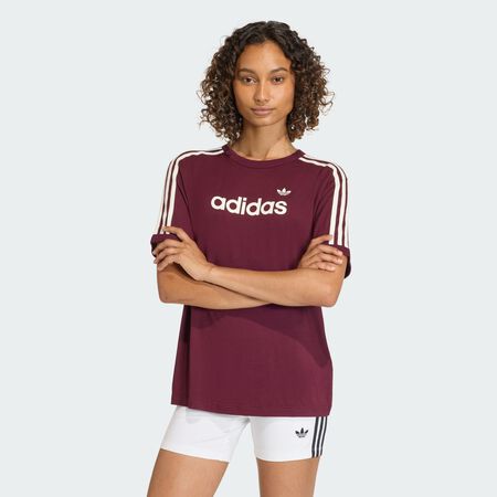 ADIDAS ORIGINALS LINEAR TEE Maroon / Maroon / Off White WOMEN