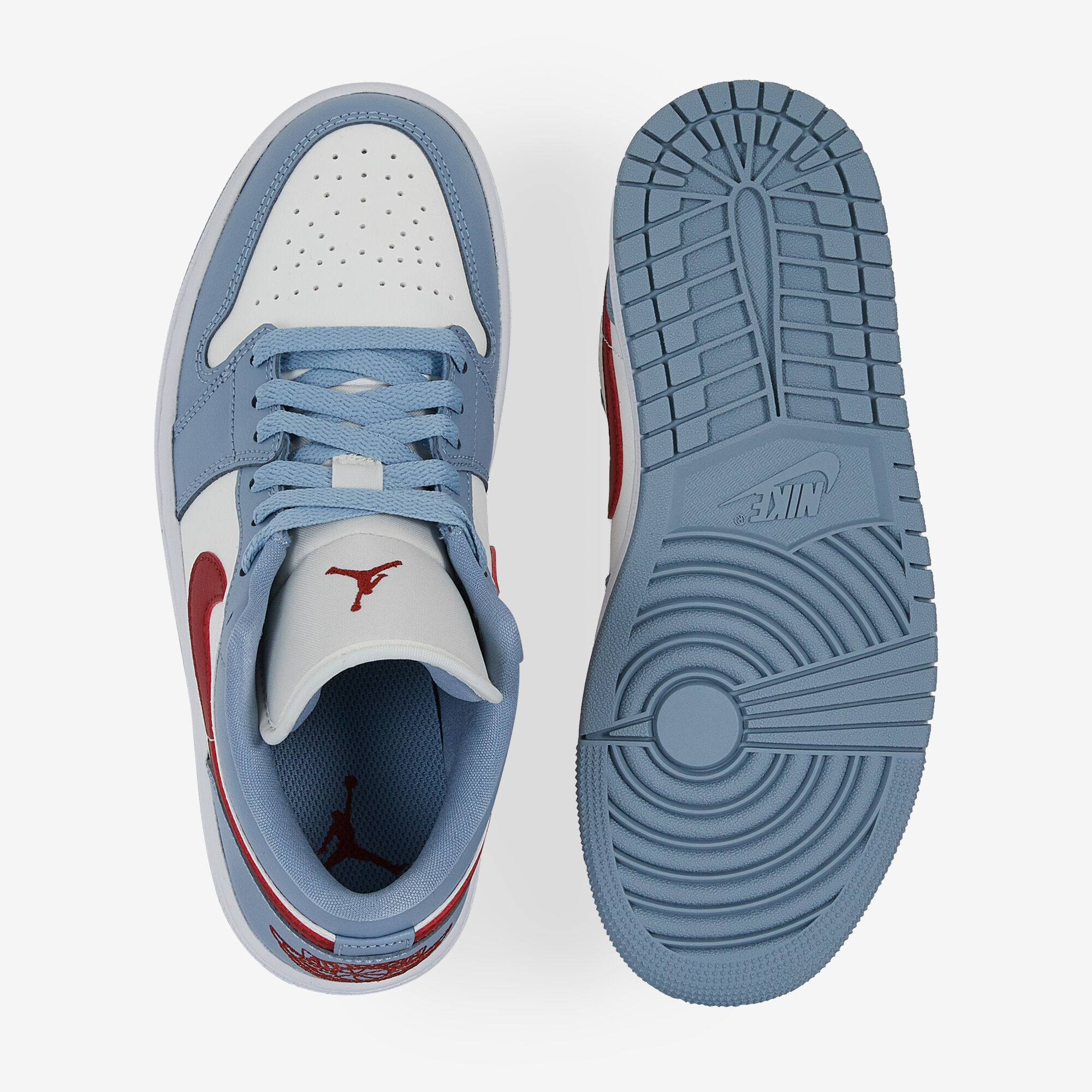 JORDAN AIR JORDAN 1 LOW BLEU ROUGE SNEAKERS FEMME LACETS Courir