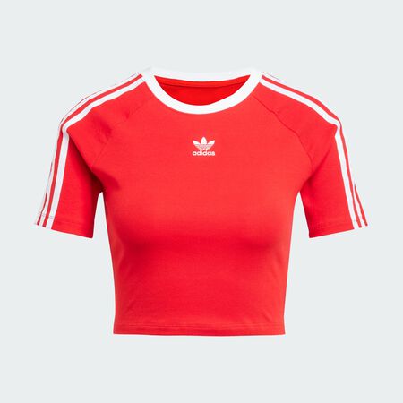 ADIDAS ORIGINALS 3-Stripes Baby Tee Better Scarlet / White WOMEN