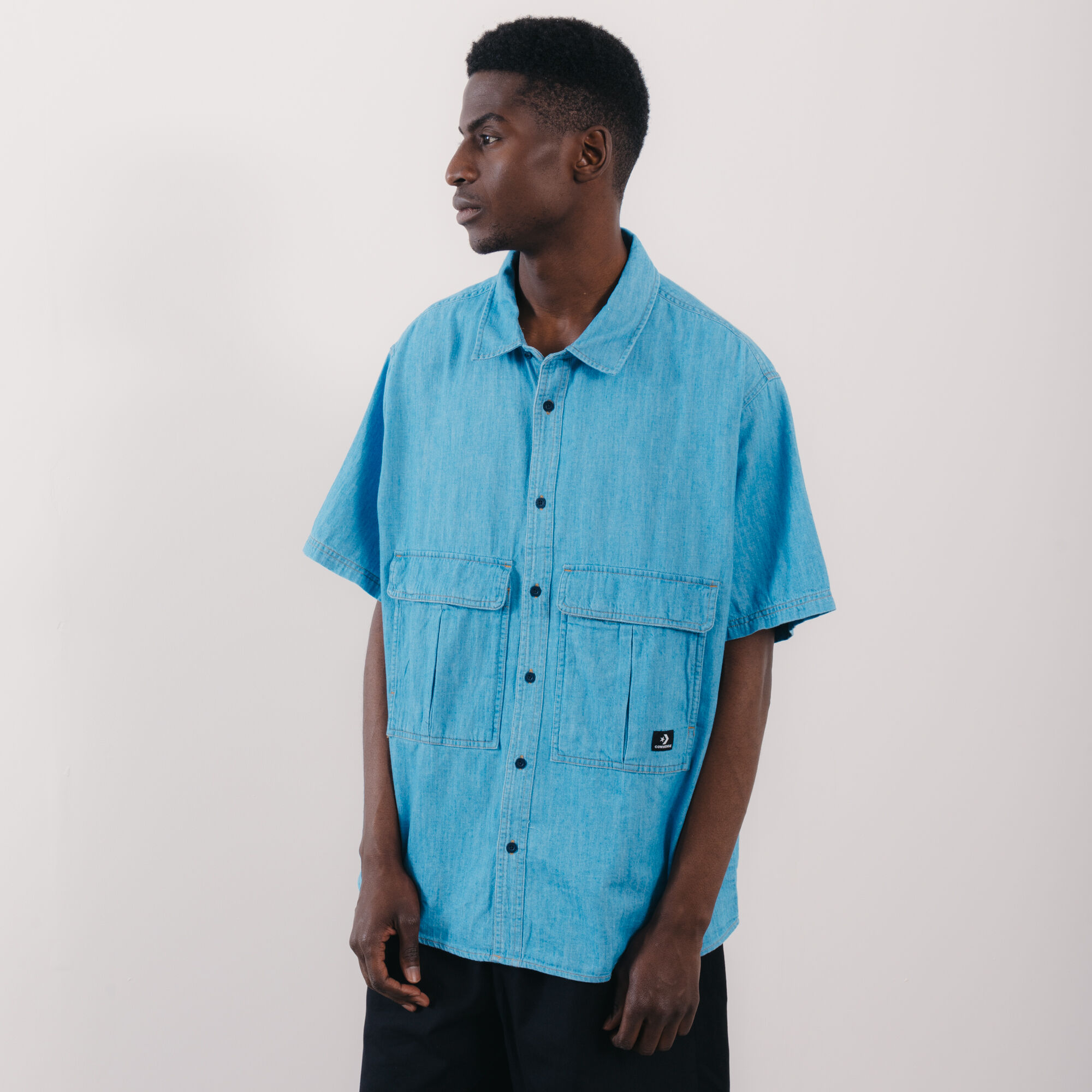 Denim chambray shirt men deals