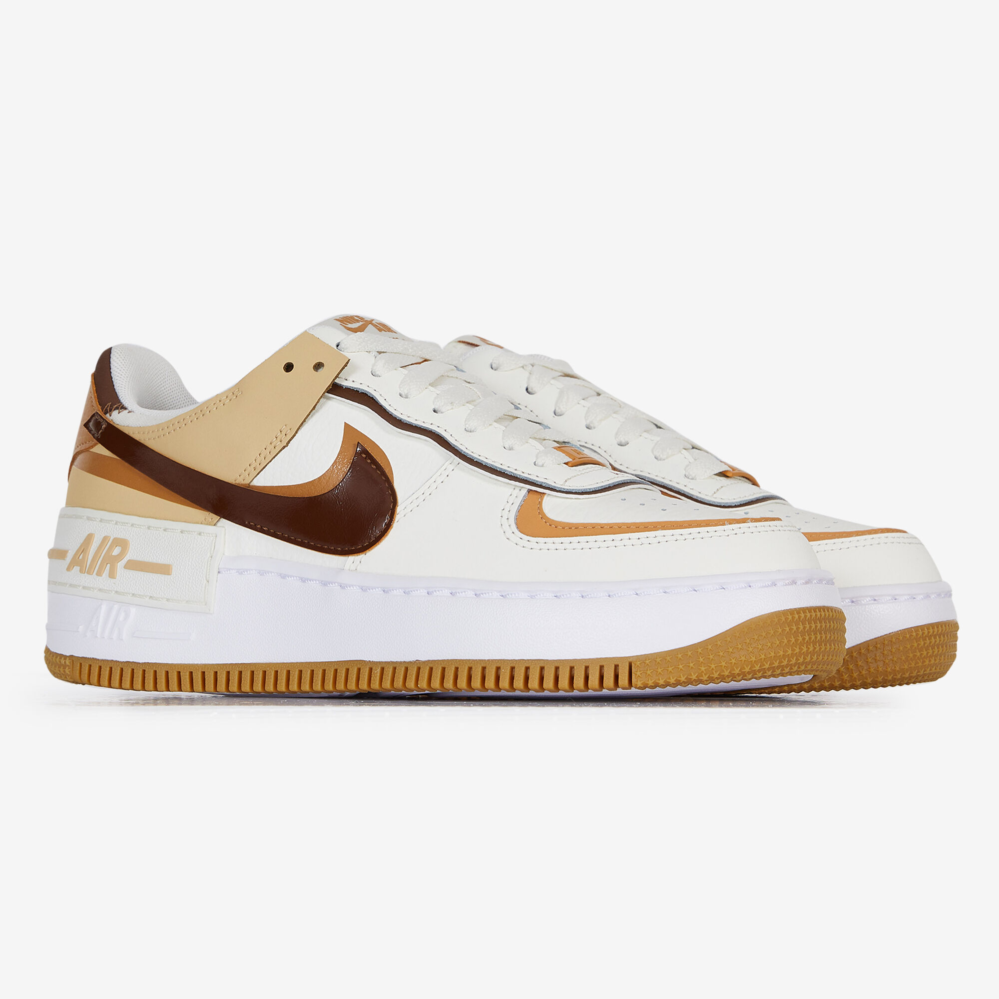 NIKE AIR FORCE 1 SHADOW BEIGE BROWN SNEAKERS WOMEN Courir