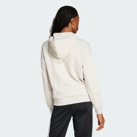 ADIDAS SPORTSWEAR Essentials Linear Full-Zip French Terry Hoodie Beige / White WOMEN