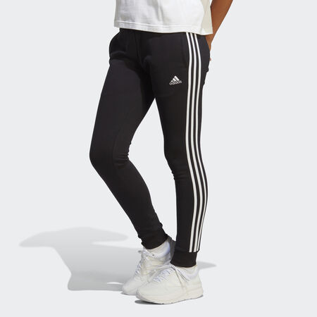 ADIDAS SPORTSWEAR Pantalon fuselé en molleton à 3 bandes Essentials Black / White FEMME