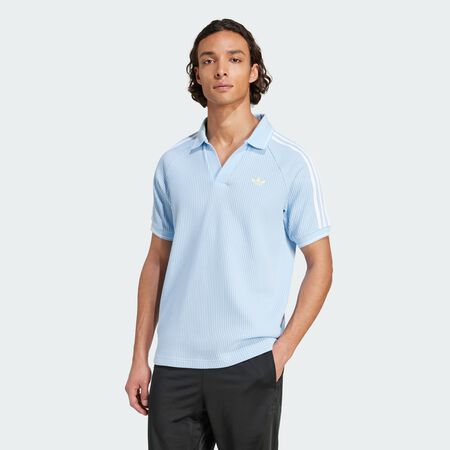 ADIDAS ORIGINALS adidas Originals Waffle Knit Polo Shirt Clear Sky / Almost Yellow / White MEN