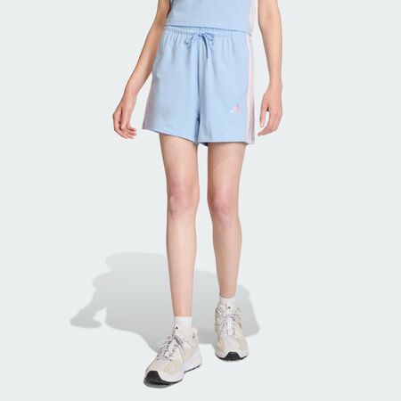ADIDAS SPORTSWEAR Essentials 3-Stripes Cotton Shorts Glow Blue / Clear Pink WOMEN